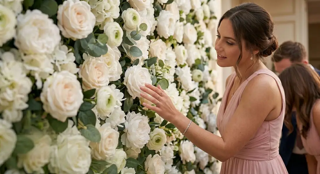 Premium Real Touch flower wall — lifelike petals up close