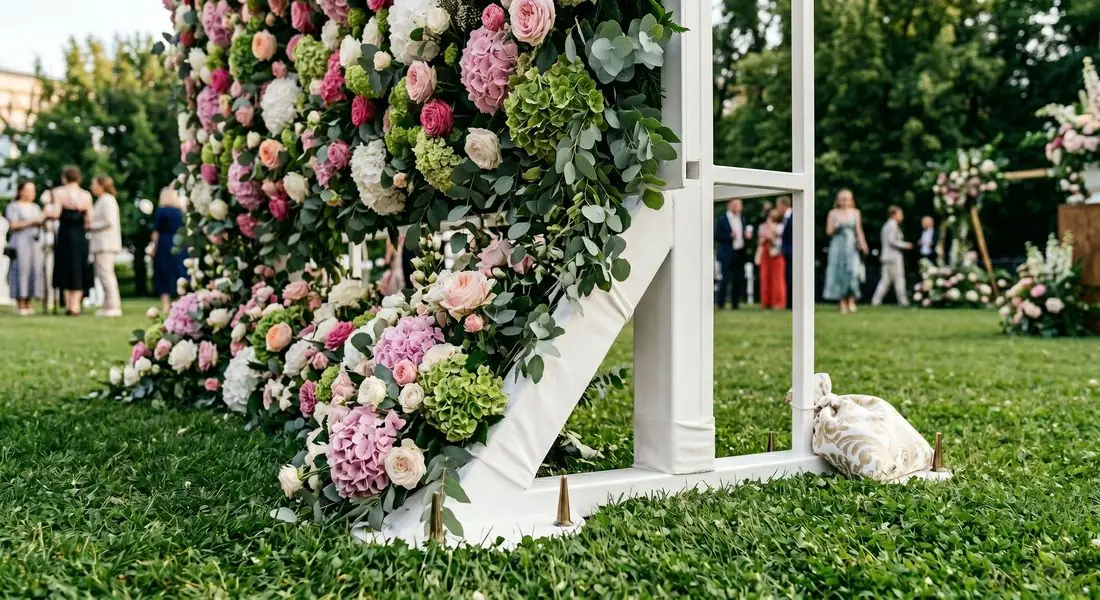 Stable flower wall structure with reinforced support legs